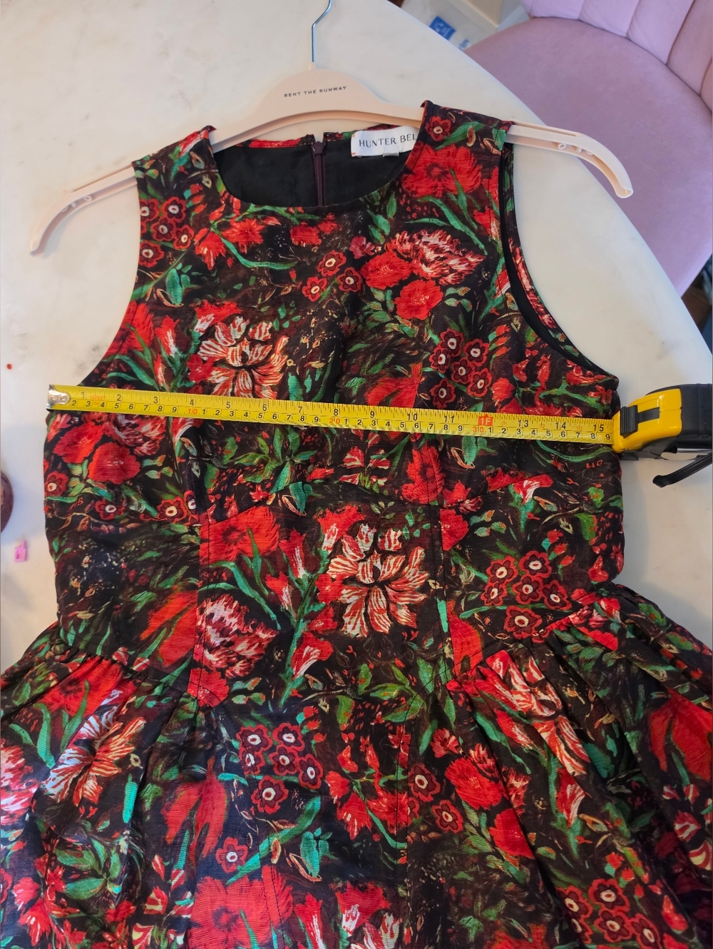 Hunter Layne Bell Red and Green Floral Mini Dress Size 6 - Picture 7 of 11
